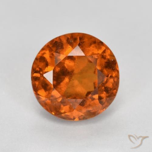 1.52ct Натуральный Янтарный Апельсин Гранат Гессонит, Круглый, Чистота VS