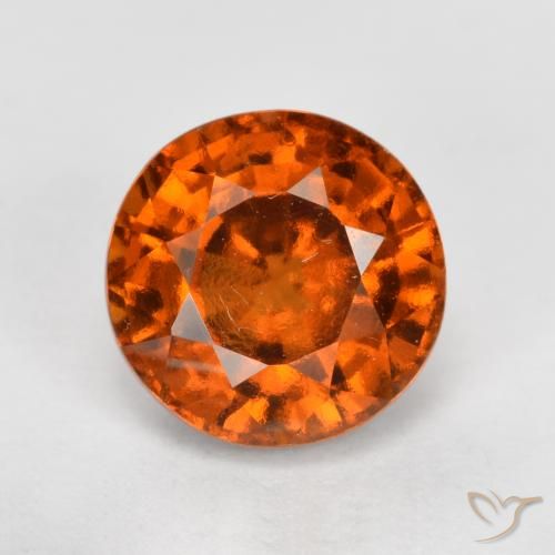 1.72ct Натуральный Красновато-оранжевый Гранат Гессонит, Круглый, VVS-VS