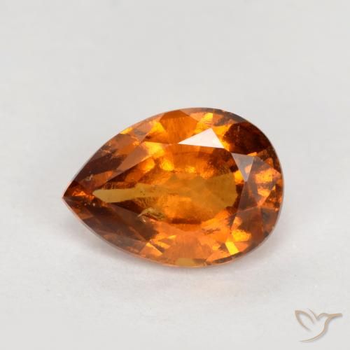 0.82ct Натуральный Темно-оранжевый Гранат Гессонит, Форма груши, VS-SI