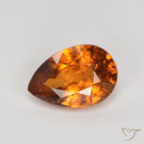 0.79ct Натуральный Темно-оранжевый Гранат Гессонит, Форма груши, SI