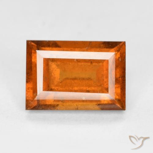 1.89ct Натуральный Темно-оранжевый Гранат Гессонит, Огранка Багет, VS-SI