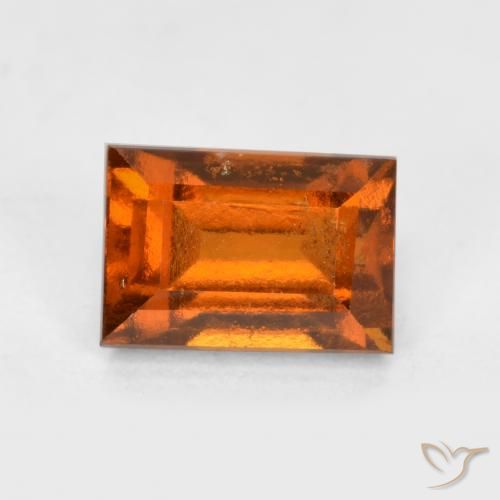 1.22ct Натуральный Средне-темно-оранжевый Гранат Гессонит, Огранка Багет, Чистота VS