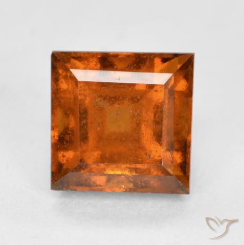 1.59ct Натуральный Темно-оранжевый Гранат Гессонит, Квадрат, VS-SI