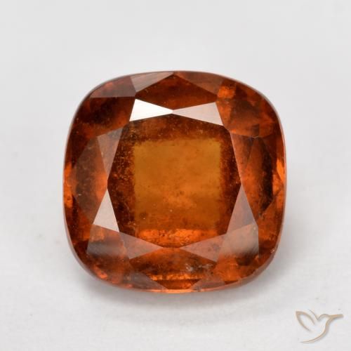 2.16ct Натуральный Темно-оранжевый Гранат Гессонит, Подушка, VS-SI