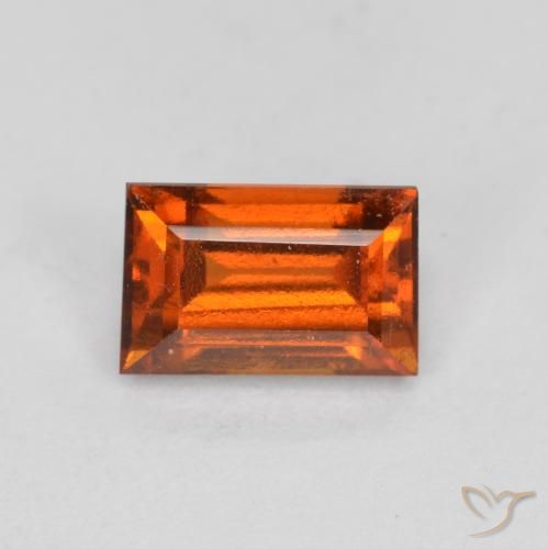 0.87ct Натуральный Темно-оранжевый Гранат Гессонит, Огранка Багет, Чистота VS