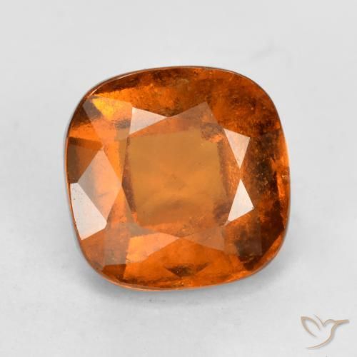 2.10ct Натуральный Темно-оранжевый Гранат Гессонит, Подушка, VS-SI