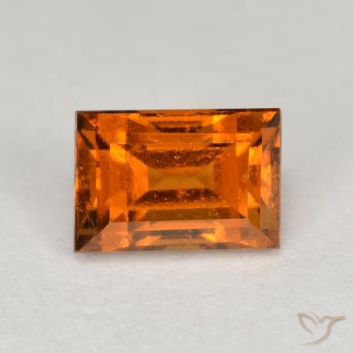 1.14ct Натуральный Средне-темно-оранжевый Гранат Гессонит, Огранка Багет, Чистота VS