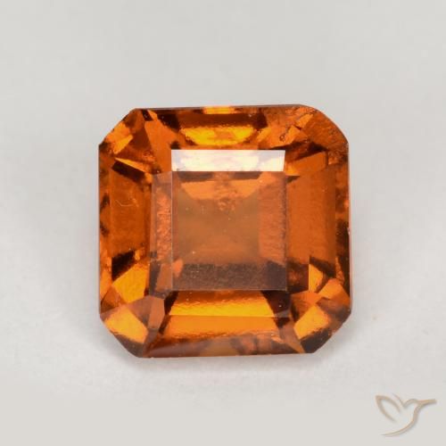 1.33ct Натуральный Темно-оранжевый Гранат Гессонит, Изумрудная огранка, VS-SI