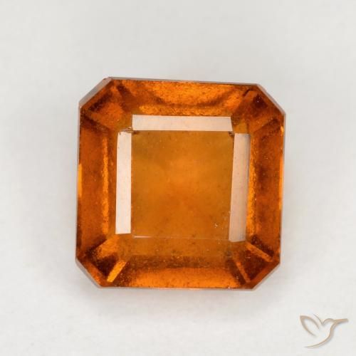 1.60ct Натуральный Темно-оранжевый Гранат Гессонит, Изумрудная огранка, VS-SI