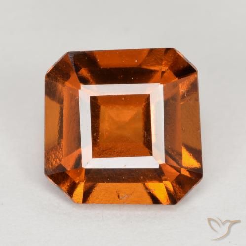 1.51ct Натуральный Темно-оранжевый Гранат Гессонит, Изумрудная огранка, Чистота VS