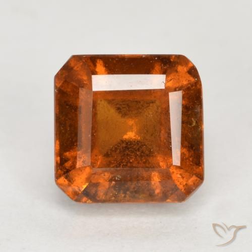 1.84ct Натуральный Средне-темно-оранжевый Гранат Гессонит, Изумрудная огранка, SI
