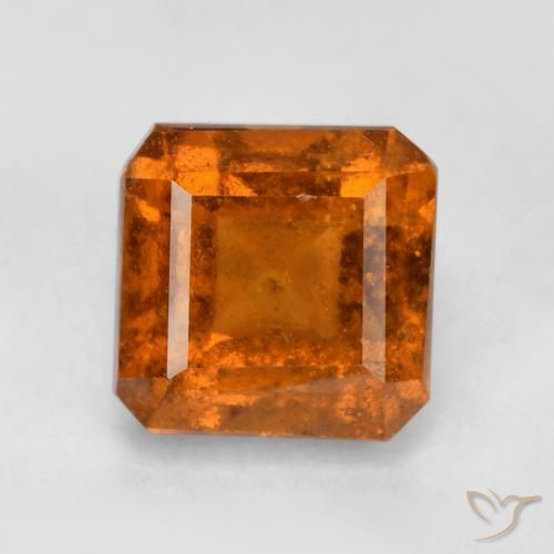 1.39ct Натуральный Темно-оранжевый Гранат Гессонит, Изумрудная огранка, SI