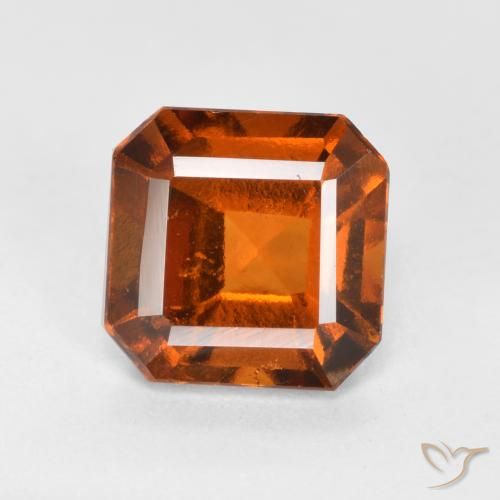 1.65ct Натуральный Темно-оранжевый Гранат Гессонит, Изумрудная огранка, Чистота VS