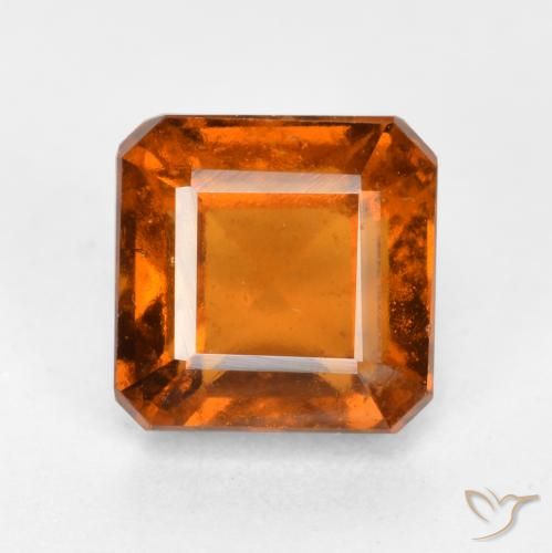 1.66ct Натуральный Средне-темно-оранжевый Гранат Гессонит, Изумрудная огранка, VS-SI