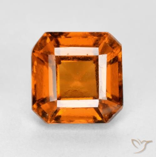 1.55ct Натуральный Темно-оранжевый Гранат Гессонит, Изумрудная огранка, VS-SI