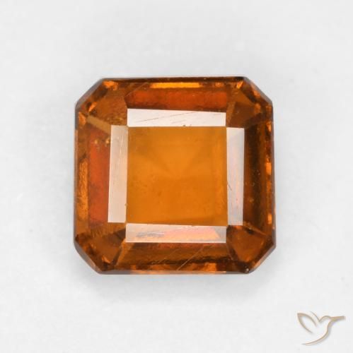 1.25ct Натуральный Средне-темно-оранжевый Гранат Гессонит, Изумрудная огранка, Чистота VS