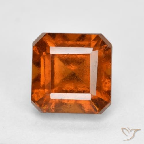 2.17ct Натуральный Средне-темно-оранжевый Гранат Гессонит, Изумрудная огранка, VS-SI