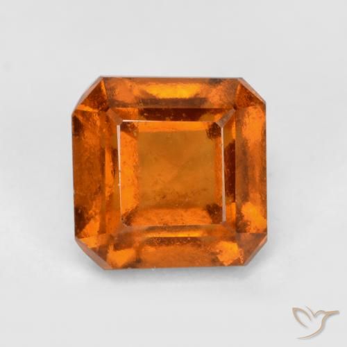 1.51ct Натуральный Темно-оранжевый Гранат Гессонит, Изумрудная огранка, VS-SI