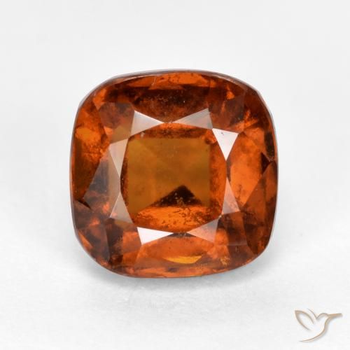 2.43ct Натуральный Янтарный Апельсин Гранат Гессонит, Подушка, VS-SI