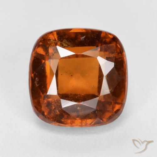 2.30ct Натуральный Темно-оранжевый Гранат Гессонит, Подушка, VS-SI