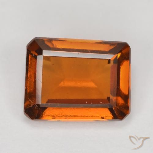 2.07ct Натуральный Средне-темно-оранжевый Гранат Гессонит, Изумрудная огранка, Чистота VS