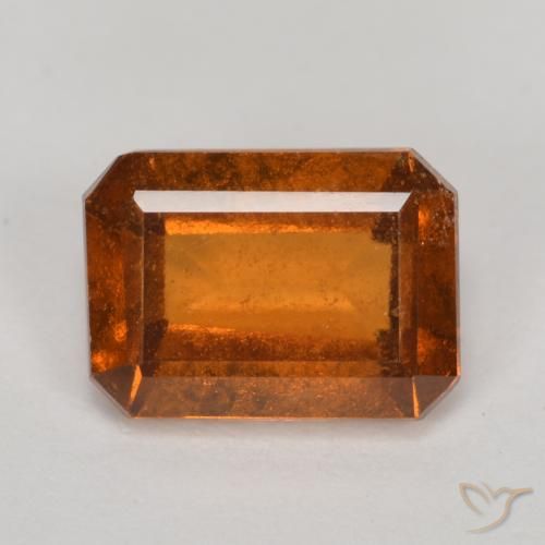 1.50ct Натуральный Средне-темно-оранжевый Гранат Гессонит, Изумрудная огранка, VS-SI