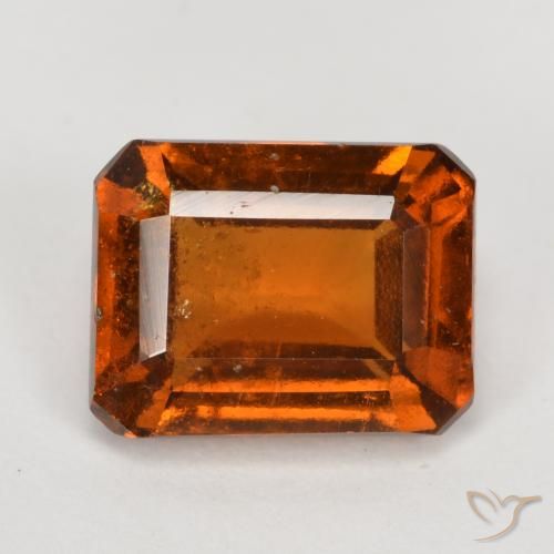 2.30ct Натуральный Темно-оранжевый Гранат Гессонит, Изумрудная огранка, VS-SI
