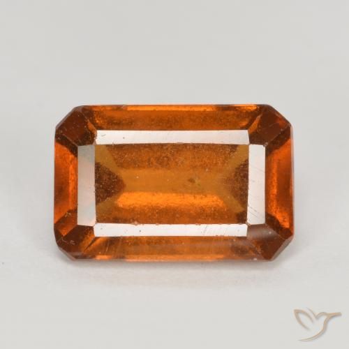 2.08ct Натуральный Средне-темно-оранжевый Гранат Гессонит, Изумрудная огранка, VS-SI