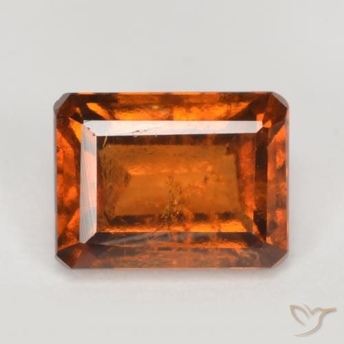 2.16ct Натуральный Красновато-оранжевый Гранат Гессонит, Изумрудная огранка, SI