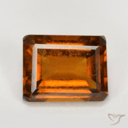 2.12ct Натуральный Темно-оранжевый Гранат Гессонит, Изумрудная огранка, Чистота VS