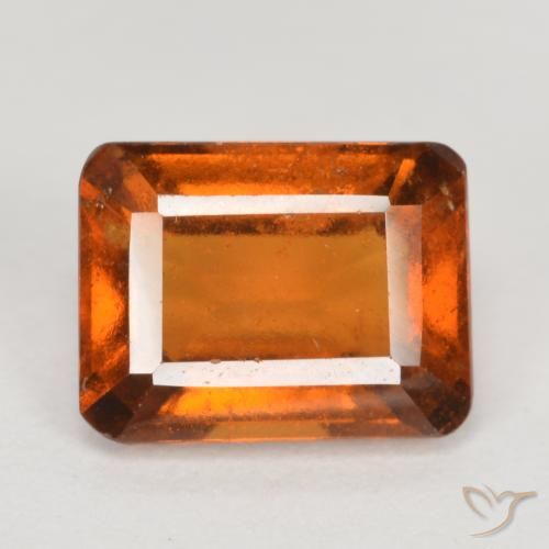 2.24ct Натуральный Средне-темно-оранжевый Гранат Гессонит, Изумрудная огранка, VS-SI