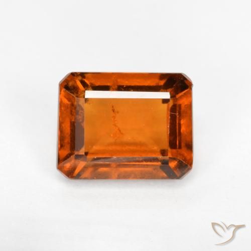 2.14ct Натуральный Красновато-оранжевый Гранат Гессонит, Изумрудная огранка, SI