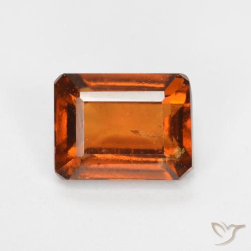 2.28ct Натуральный Темно-оранжевый Гранат Гессонит, Изумрудная огранка, SI