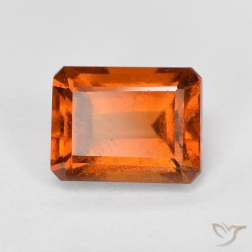 2.23ct Натуральный Огонь Оранжевый Гранат Гессонит, Изумрудная огранка, VS-SI