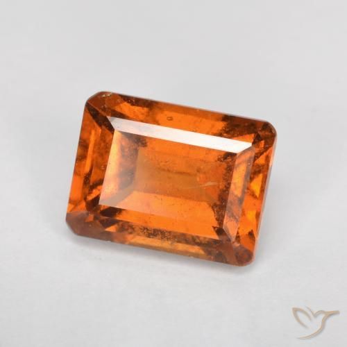 2.27ct Натуральный Темно-оранжевый Гранат Гессонит, Изумрудная огранка, SI