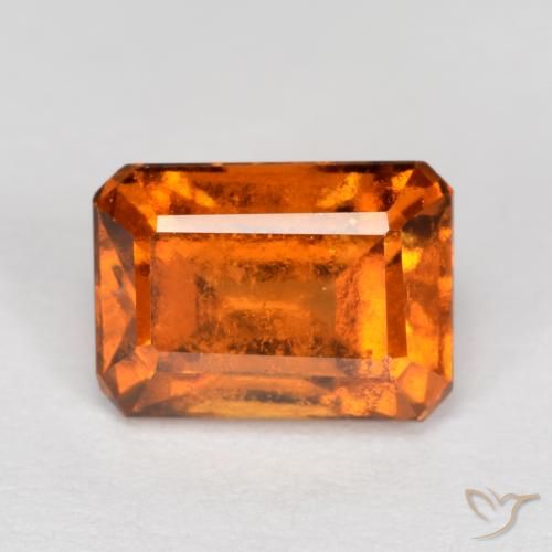 1.48ct Натуральный Средне-темно-оранжевый Гранат Гессонит, Изумрудная огранка, SI