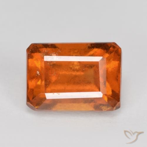 1.76ct Натуральный Темно-оранжевый Гранат Гессонит, Изумрудная огранка, SI