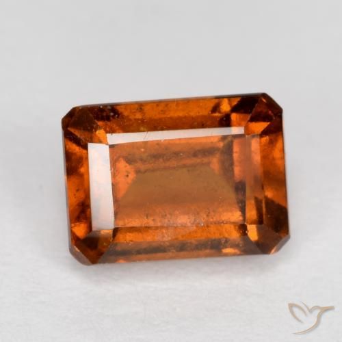1.65ct Натуральный Темно-оранжевый Гранат Гессонит, Изумрудная огранка, VS-SI