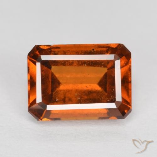 1.37ct Натуральный Янтарный Апельсин Гранат Гессонит, Изумрудная огранка, Чистота VS
