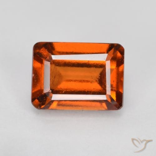 1.47ct Натуральный Красновато-оранжевый Гранат Гессонит, Изумрудная огранка, Чистота VS