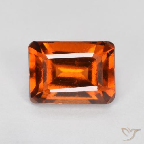 1.38ct Натуральный Янтарный Апельсин Гранат Гессонит, Изумрудная огранка, VVS-VS