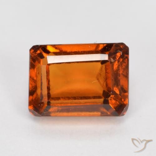 1.62ct Натуральный Красновато-оранжевый Гранат Гессонит, Изумрудная огранка, Чистота VS