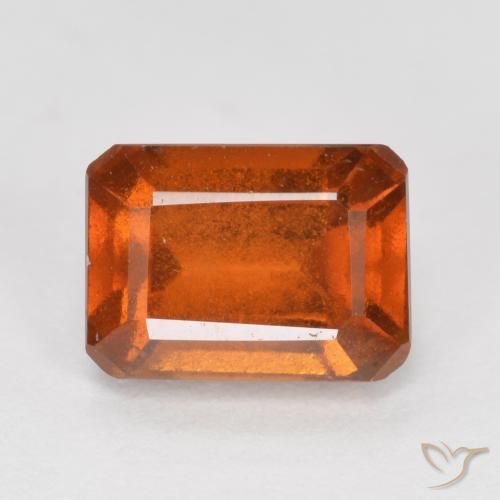 1.58ct Натуральный Красновато-оранжевый Гранат Гессонит, Изумрудная огранка, SI