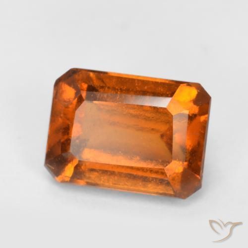 1.40ct Натуральный Темно-оранжевый Гранат Гессонит, Изумрудная огранка, VS-SI