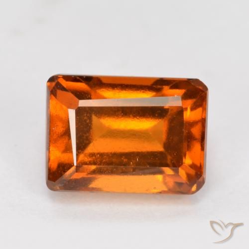 1.76ct Натуральный Темно-оранжевый Гранат Гессонит, Изумрудная огранка, VVS-VS