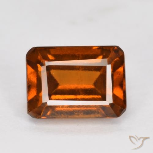 1.50ct Натуральный Темно-оранжевый Гранат Гессонит, Изумрудная огранка, VVS-VS