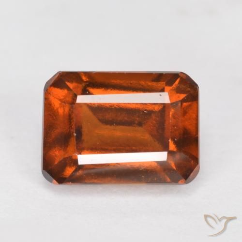1.58ct Натуральный Темно-оранжевый Гранат Гессонит, Изумрудная огранка, VVS-VS