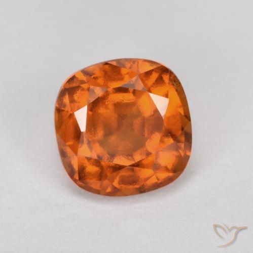 1.44ct Натуральный Темно-оранжевый Гранат Гессонит, Подушка, VS-SI