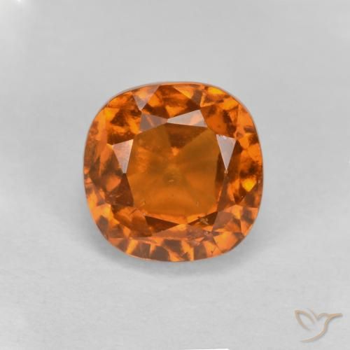 1.56ct Натуральный Темно-оранжевый Гранат Гессонит, Подушка, VS-SI