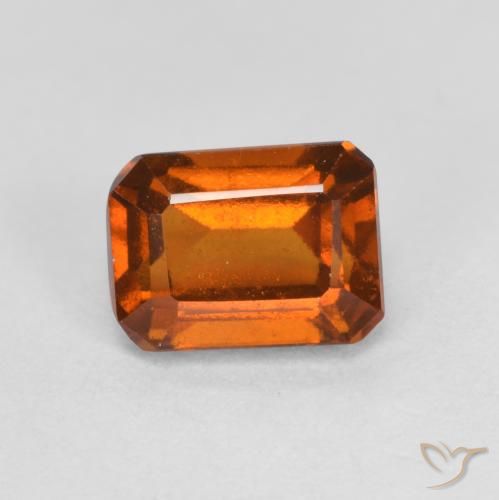 1.60ct Натуральный Темно-оранжевый Гранат Гессонит, Изумрудная огранка, Чистота VS